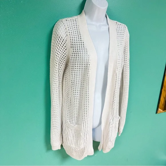 Francesca’s Harper Heritage White Open Knit Cardigan Sweater Womens Size M - Picture 3 of 7